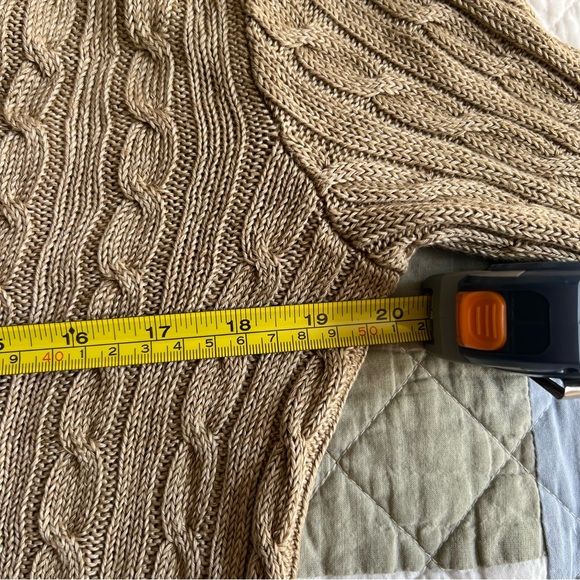 Vintage Ralph Lauren V-Neck Cable Knit Sweater Linen Beige - Picture 8 of 9